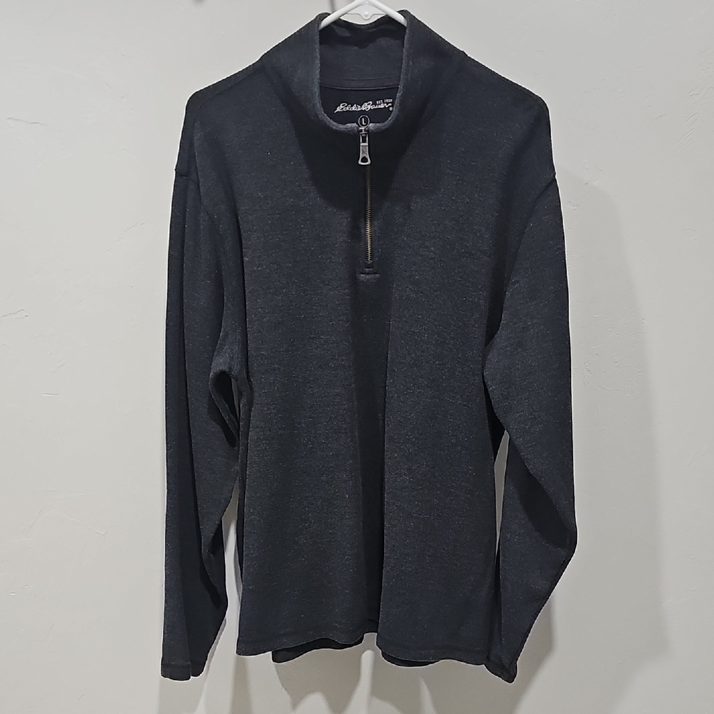 Eddie Bauer Men's Charcoal Zip-Up Sweater
